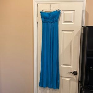 Twenty One rayon turquoise strapless maxi dress with padded bra